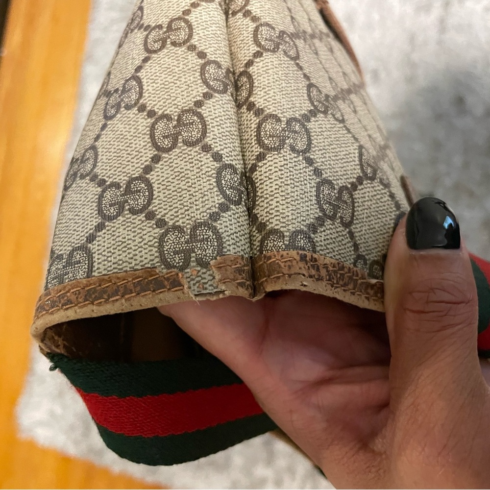Gucci Beige and Brown Tote Bag with Red and Green Straps - Picture 14 of 16